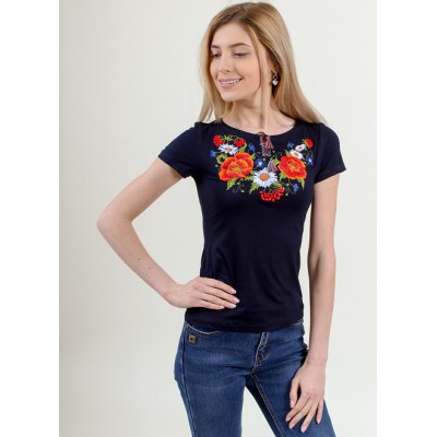 Embroidered t-shirt "Kvitana" navy blue